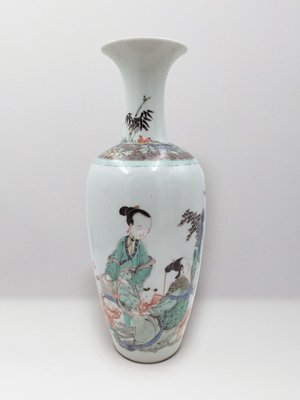 清‧五彩教子圖瓶