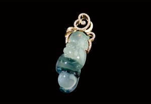 18K金鑲鑽嵌冰種飄花翡翠墜(附証)