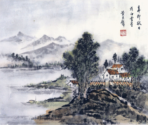 黃君璧‧雨後江村